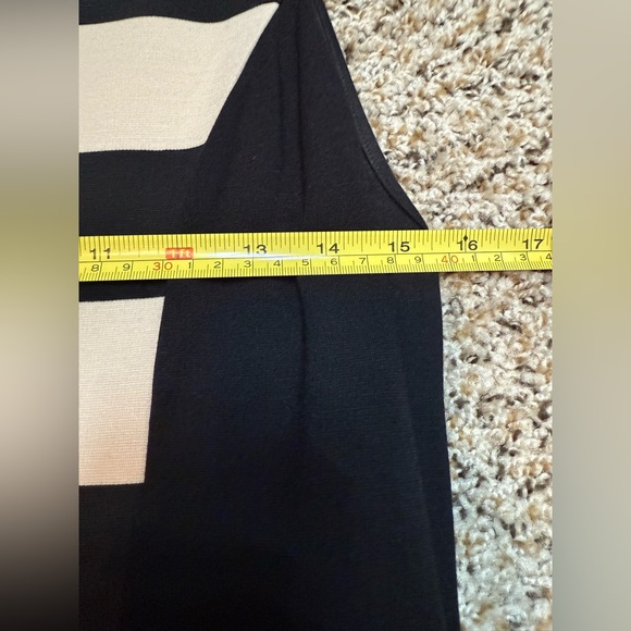 Kensie Black and Beige Striped Peplum Dress, size L - Picture 5 of 9